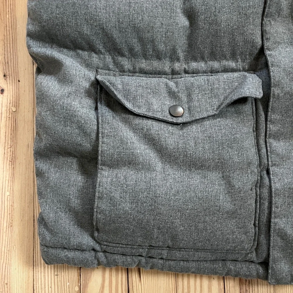 Old Navy Mens Puffer Vest Sherpa‎ Lined Collar Gray Padded Full Zip Pockets XL